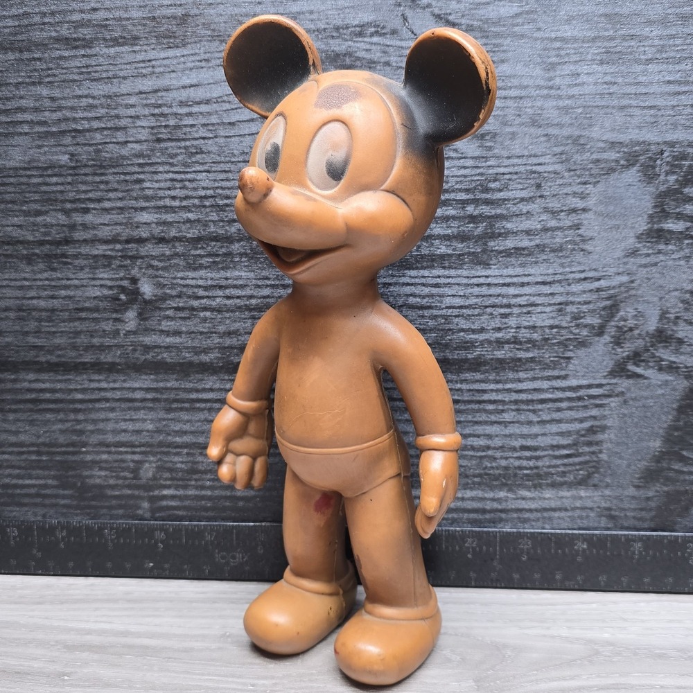 Vintage MICKEY MOUSE Disney #91 Plastic Squishy Doll Figure 10" Rare